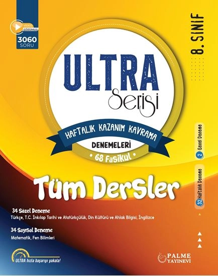 PALME 8.SINIF ULTRA HAFTALIK KAZANIM KAVRAMA DENEMELERİ (TÜM DERSLER / 68 FASİKÜL)
