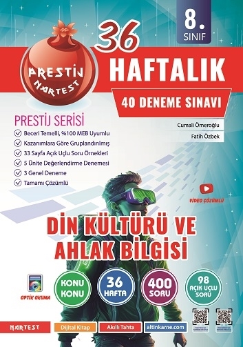 NARTEST 8.SINIF PRESTİJ DİN KÜLTÜRÜ VE AHLAK BİLGİSİ 36 HAFTALIK DENEME