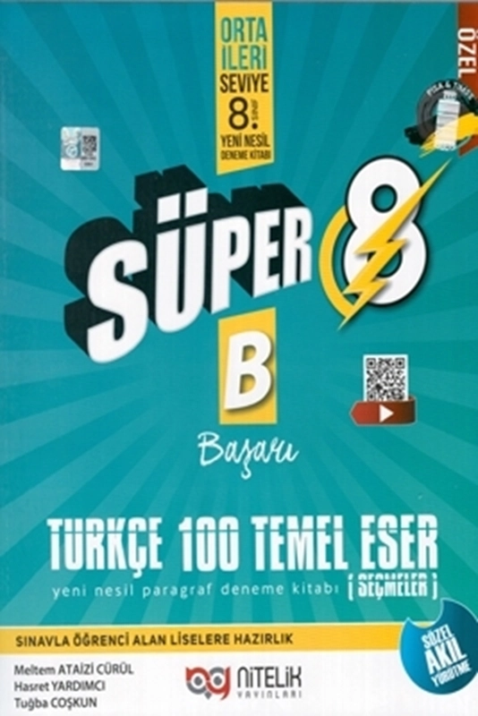 NİTELİK 8.SINIF SÜPER TÜRKÇE 100 TEMEL ESER (B) SORU BANKASI