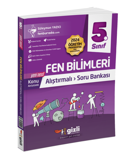 GİZLİ YAYINLARI 5.SINIF ALIŞTIRMALI FEN BİLİMLERİ SORU BANKASI