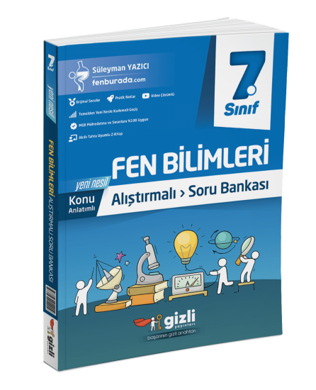 GİZLİ YAYINLARI 7.SINIF ALIŞTIRMALI FEN BİLİMLERİ SORU BANKASI
