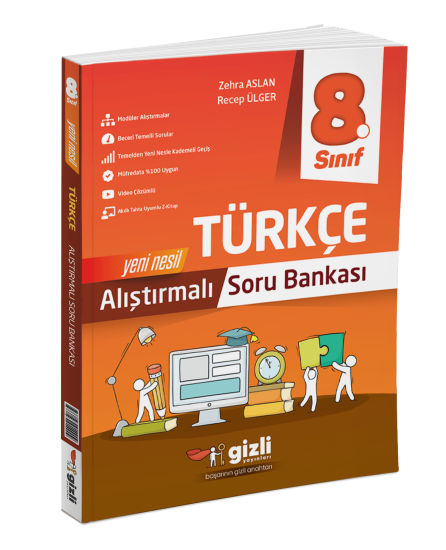 GİZLİ YAYINLARI 8.SINIF ALIŞTIRMALI TÜRKÇE SORU BANKASI