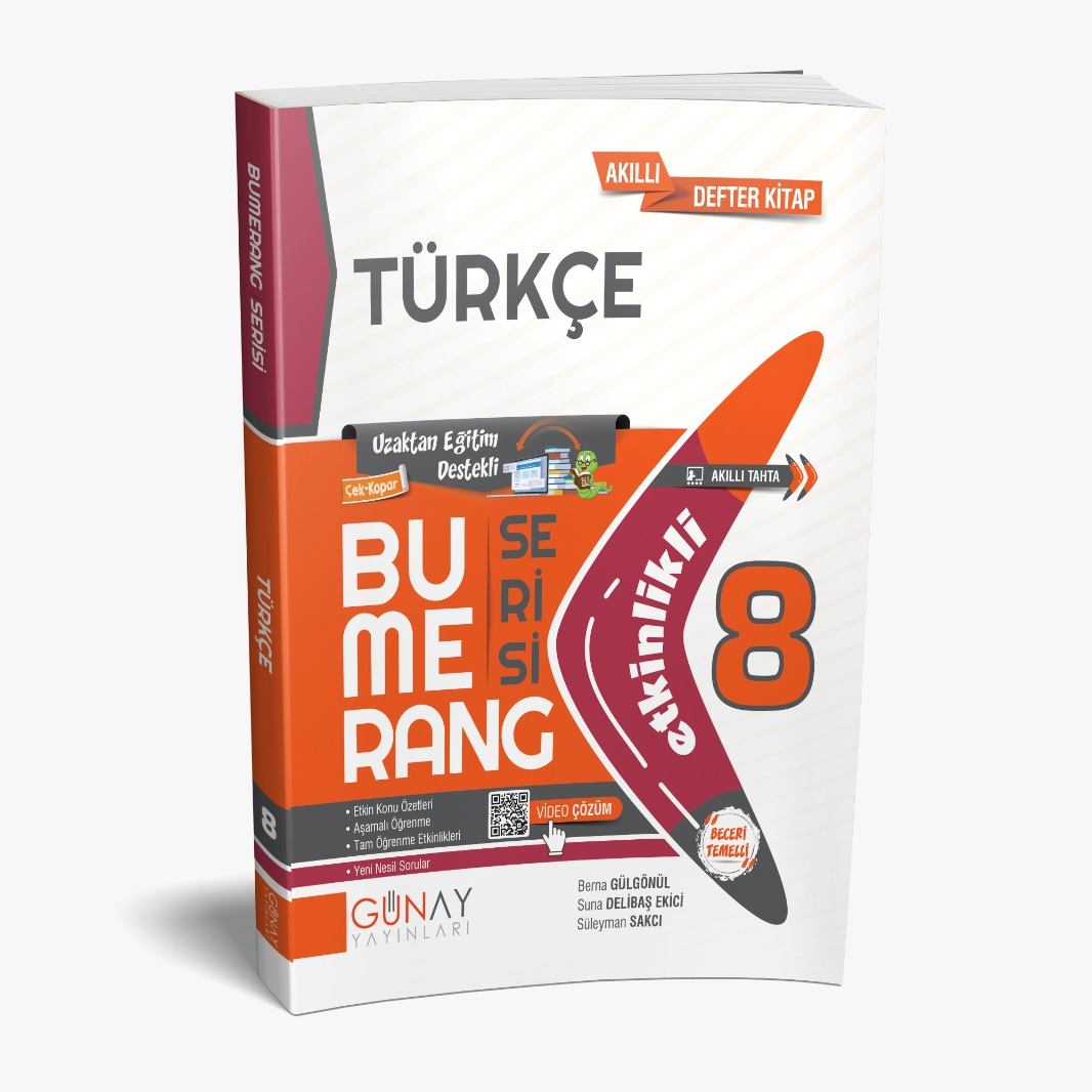 GÜNAY 8.SINIF BUMERANG TÜRKÇE ETKİNLİKLİ AKILLI DEFTER KİTAP